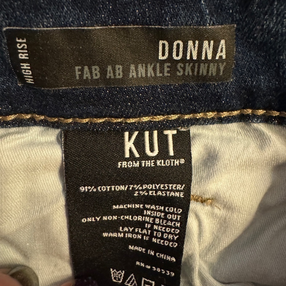 KUT FROM THE KLOTH Donna High Rise Button Fly Fab Ab Ankle Skinny Jeans 20W - Picture 5 of 7